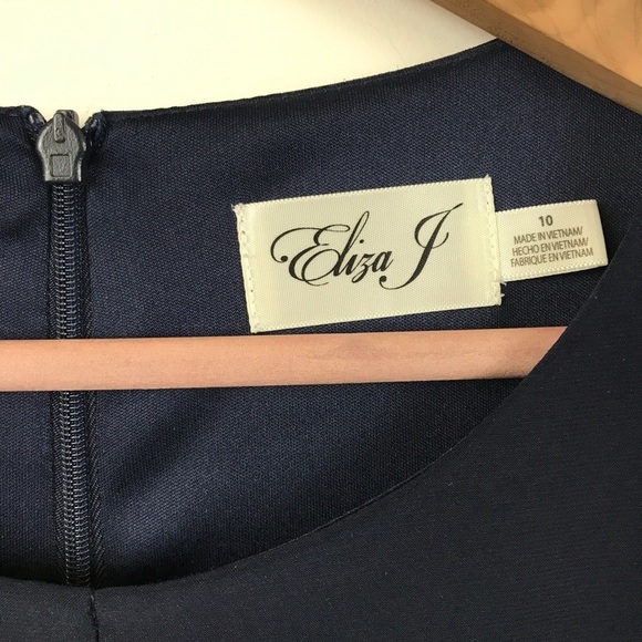 Eliza J Fit and Flare Mesh Inset Dress in Navy Size 10 - Picture 7 of 9